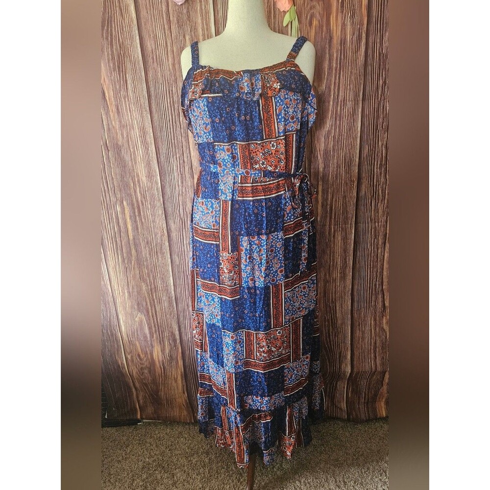 NWT Evans Patchwork Ruffle Maxi Sundress Size 12W